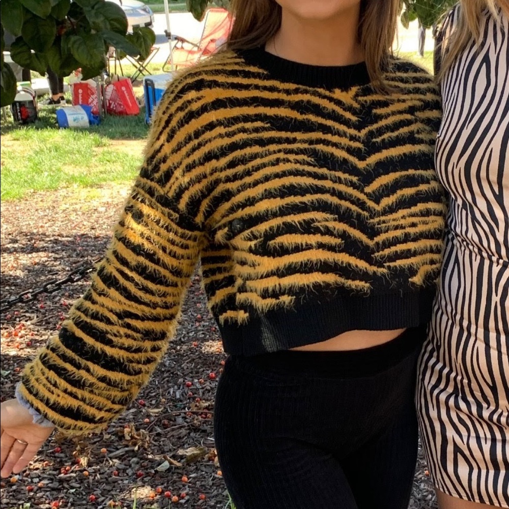 CroppedTiger Print Sweater